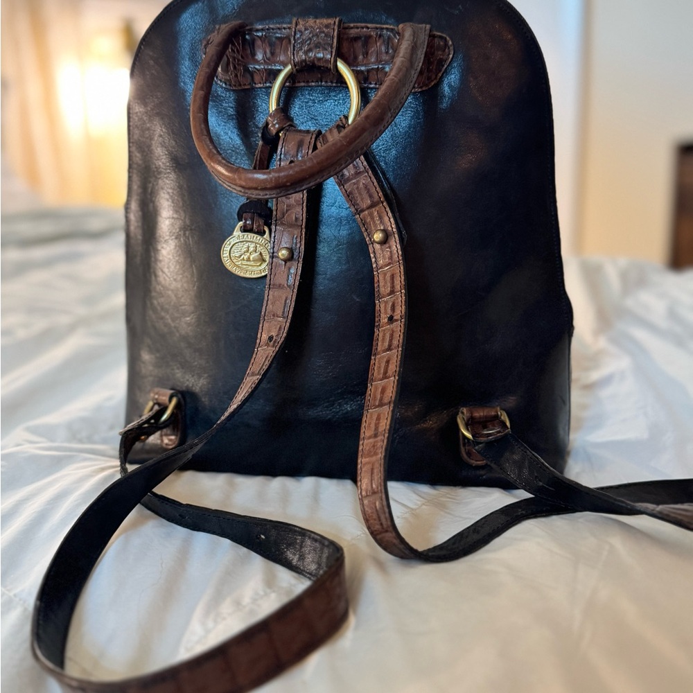 Brahmin Tuscan Black Leather Backpack